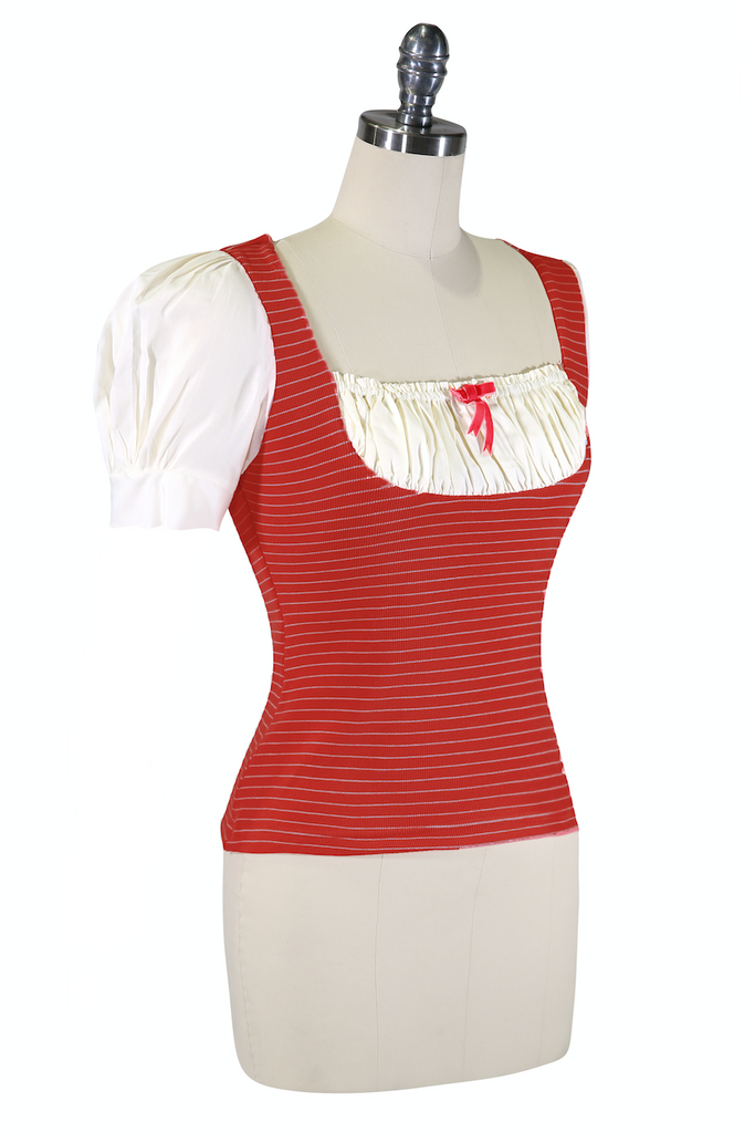 Botanica Striped Ruched Top (Red)