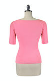 D'Amour Short Sleeve Peek-A-Boo Top (Pink)