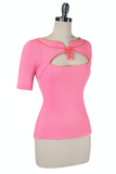 D'Amour Short Sleeve Peek-A-Boo Top (Pink)