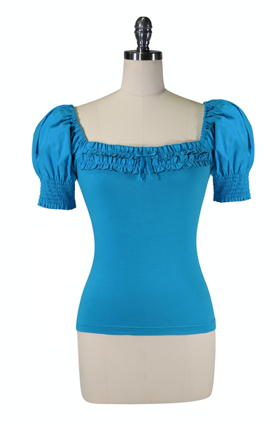 D'Amour Square Neck Ruffle Top (Blue)