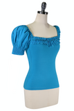 D'Amour Square Neck Ruffle Top (Blue)