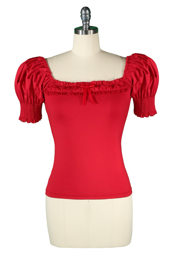 D'Amour Square Neck Ruffle Top (Red)