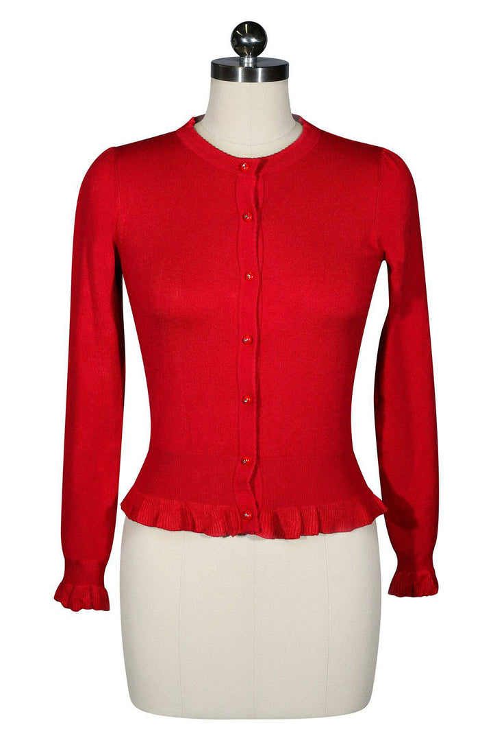 D'Amour Long Sleeve Cardigan (Red) - Kitten D'Amour