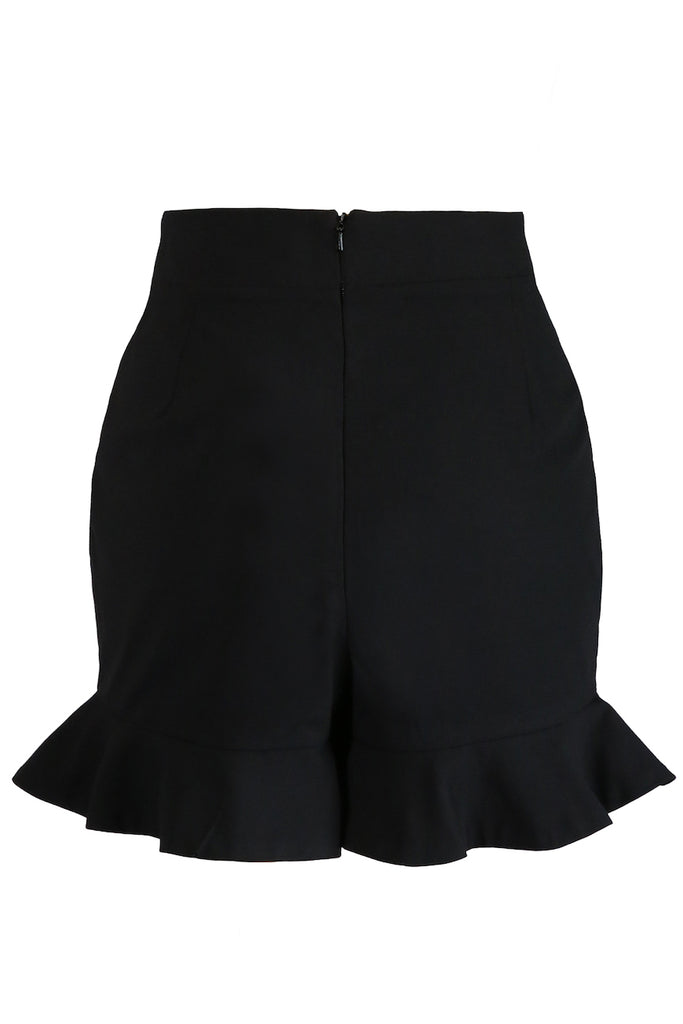Regency Black Ruffle Shorts