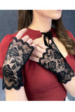Floral Lace Fingerless Gloves (Black)