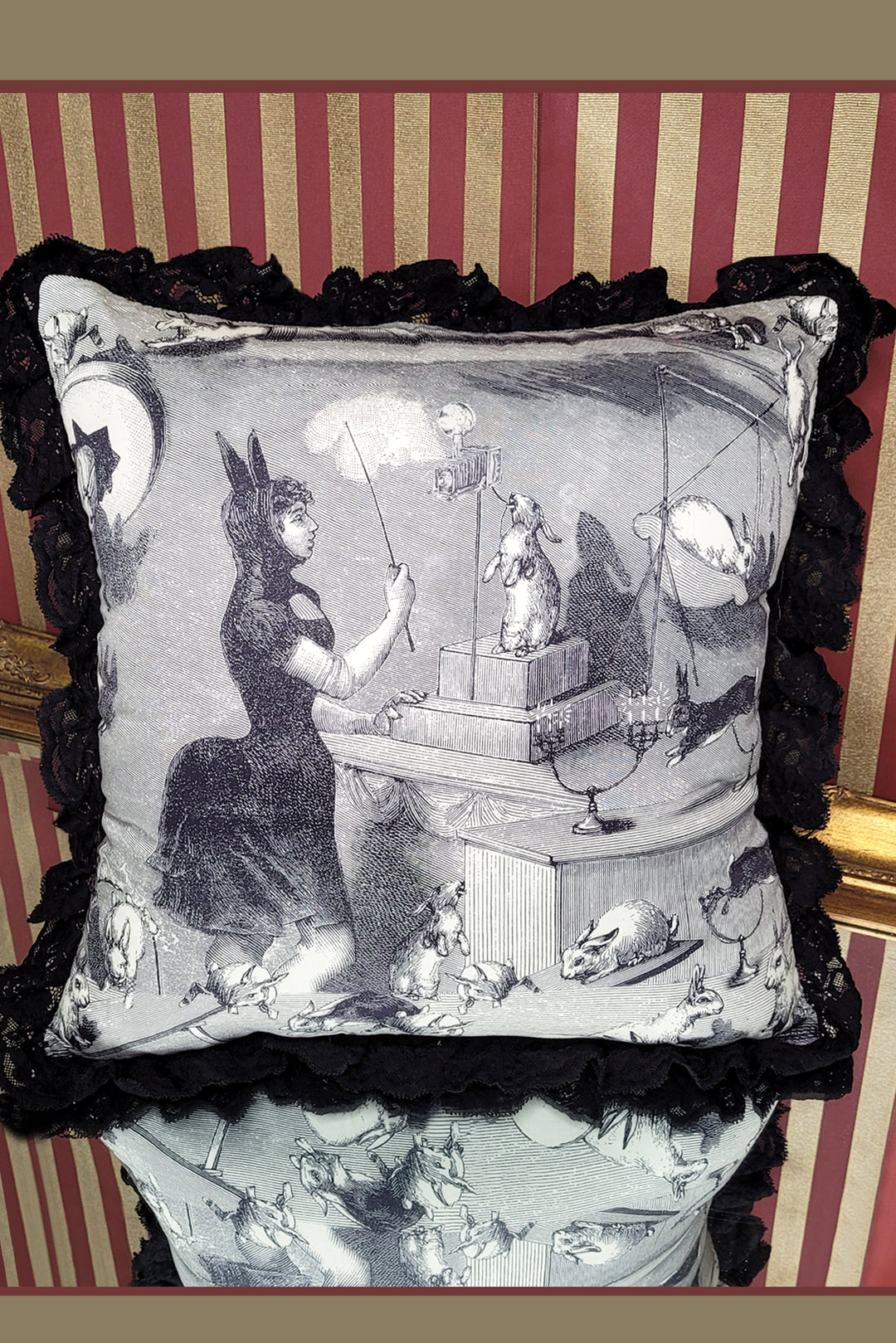 Ms Mabel's Amazing Rabbit Circus Cushion