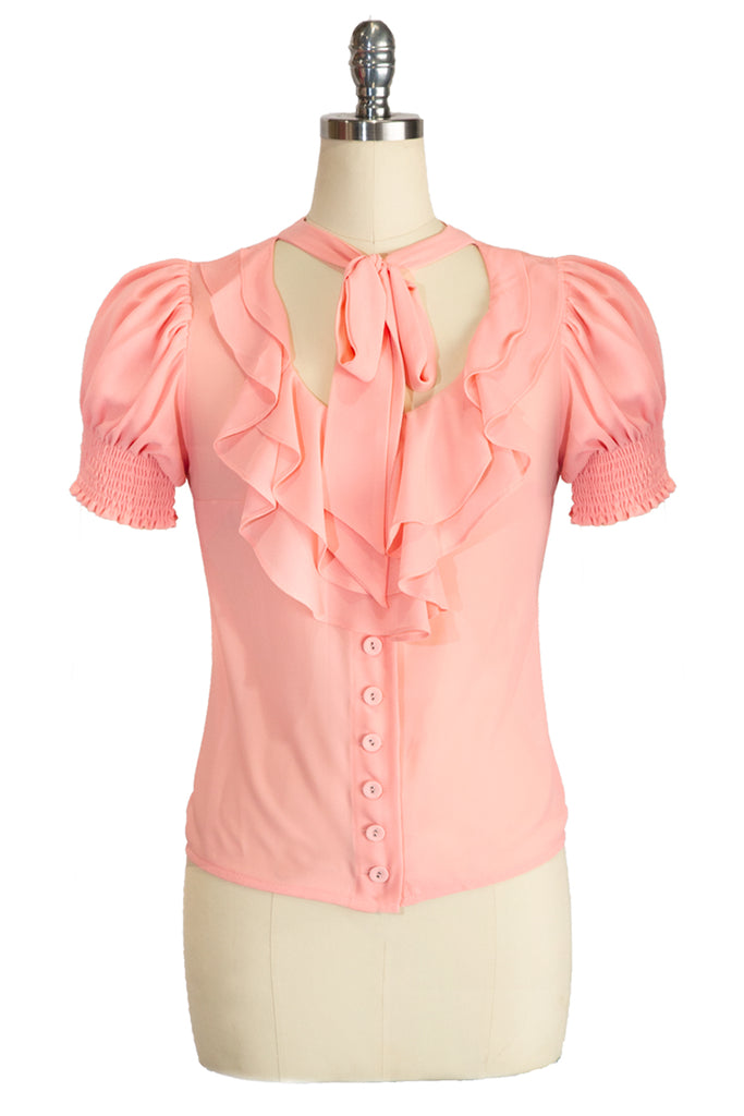 Lovey Dovey Frill Scarf Blouse (Pink)